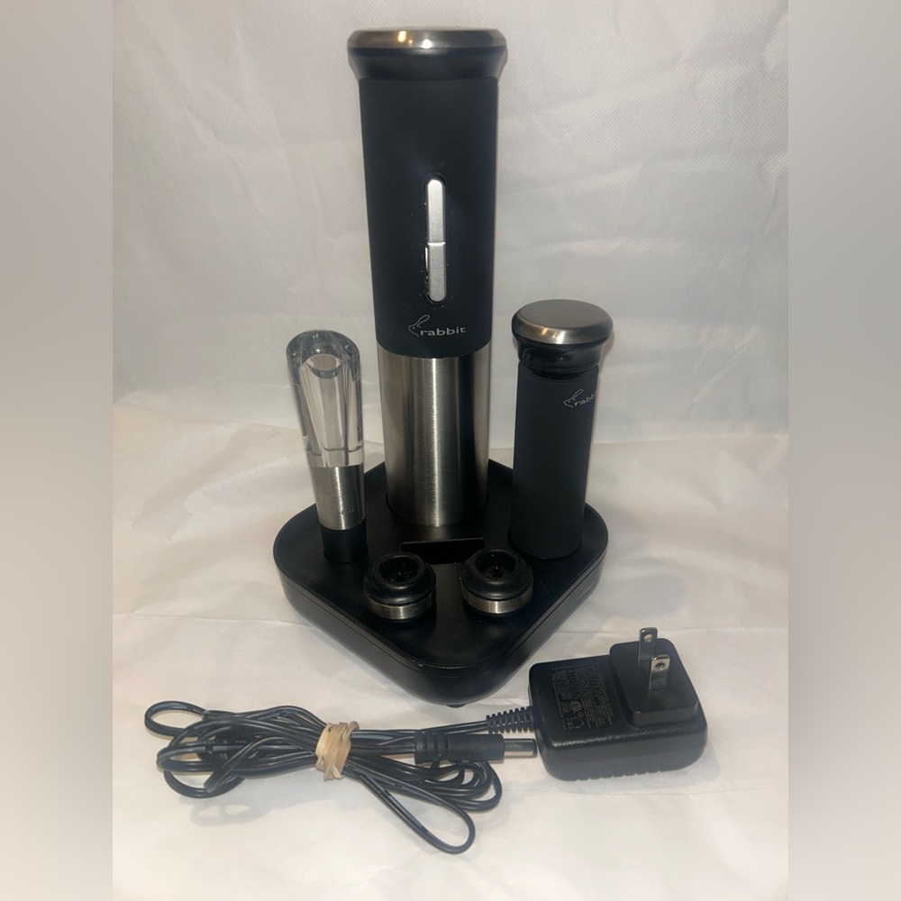 Rabbit Electric Wine Opener Set - Black and Silver